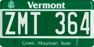 VT license plate ZMT364