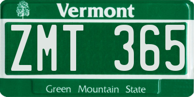 VT license plate ZMT365