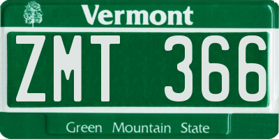 VT license plate ZMT366