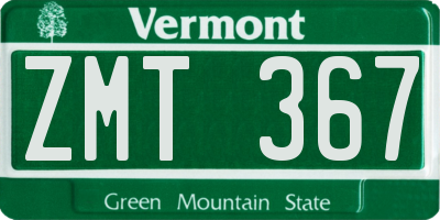 VT license plate ZMT367