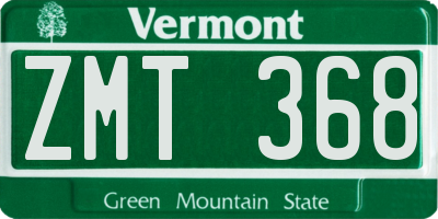 VT license plate ZMT368