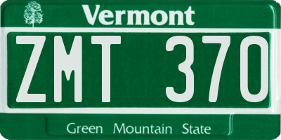 VT license plate ZMT370