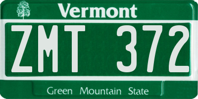 VT license plate ZMT372