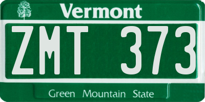 VT license plate ZMT373