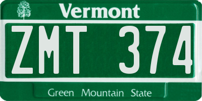 VT license plate ZMT374