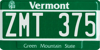 VT license plate ZMT375