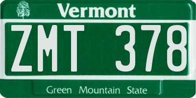 VT license plate ZMT378