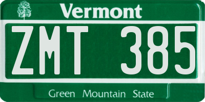 VT license plate ZMT385