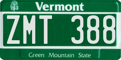 VT license plate ZMT388