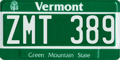 VT license plate ZMT389