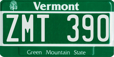 VT license plate ZMT390