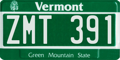 VT license plate ZMT391
