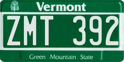 VT license plate ZMT392