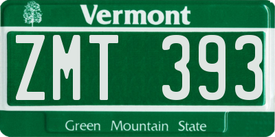 VT license plate ZMT393