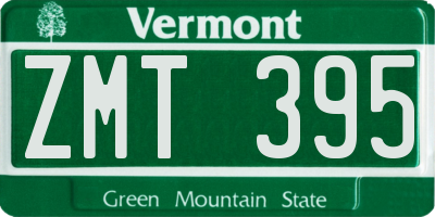 VT license plate ZMT395