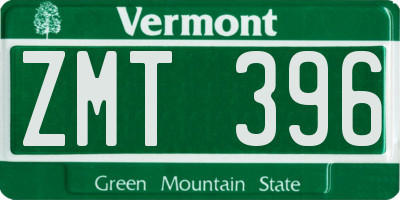 VT license plate ZMT396