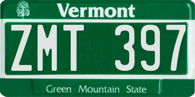 VT license plate ZMT397