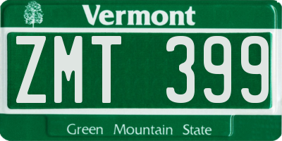 VT license plate ZMT399