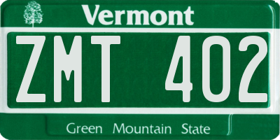 VT license plate ZMT402