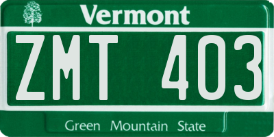 VT license plate ZMT403