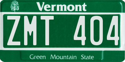 VT license plate ZMT404