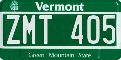 VT license plate ZMT405