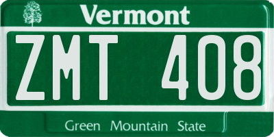 VT license plate ZMT408