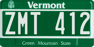 VT license plate ZMT412
