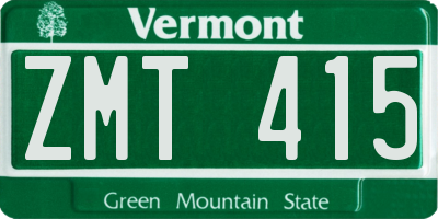 VT license plate ZMT415