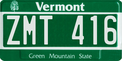VT license plate ZMT416