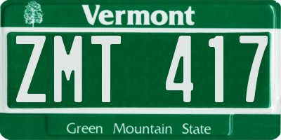 VT license plate ZMT417