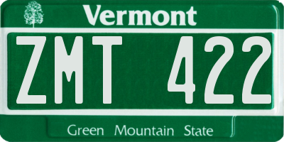 VT license plate ZMT422