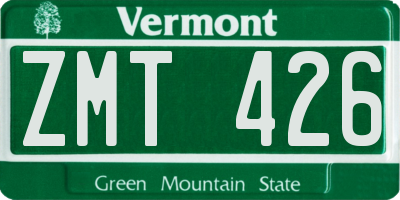 VT license plate ZMT426