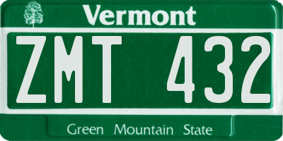 VT license plate ZMT432