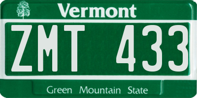 VT license plate ZMT433