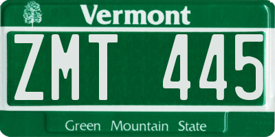 VT license plate ZMT445