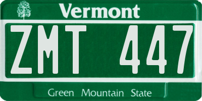 VT license plate ZMT447