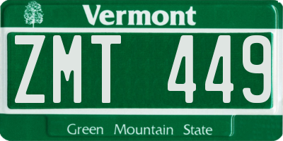 VT license plate ZMT449