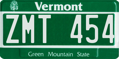 VT license plate ZMT454