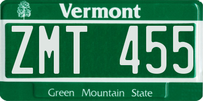 VT license plate ZMT455