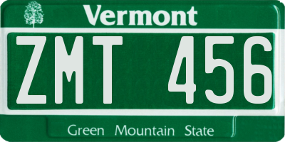 VT license plate ZMT456