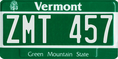VT license plate ZMT457