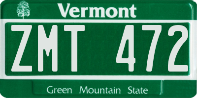 VT license plate ZMT472