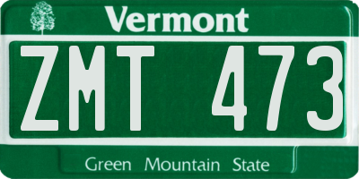 VT license plate ZMT473
