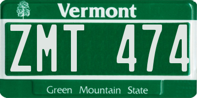 VT license plate ZMT474