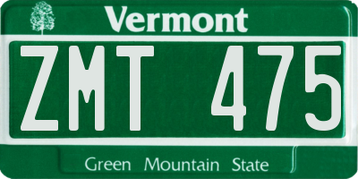 VT license plate ZMT475