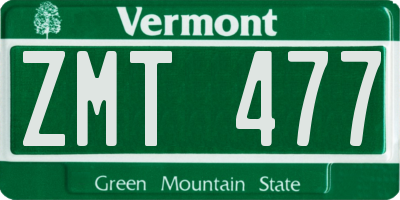 VT license plate ZMT477
