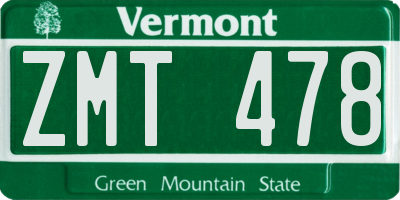 VT license plate ZMT478