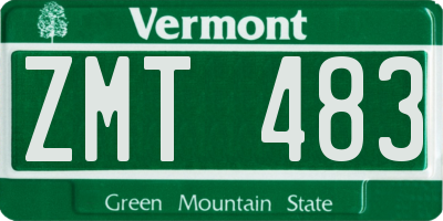 VT license plate ZMT483