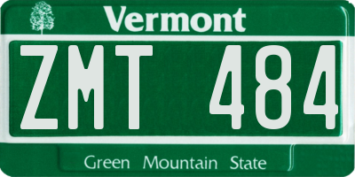 VT license plate ZMT484